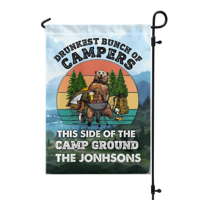 Drunkest Bunch Of Campers This Side Of The Camp Ground - Personalized Garden Flag, Gift For Camping Lovers, Camping Gift - GF173
