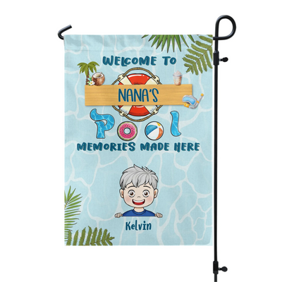 Welcome To Nana Papa's Pool - Personalized Garden Flag, Gift For Family, Gift For Mom, Dad, Grandma, Grandpa - GF178