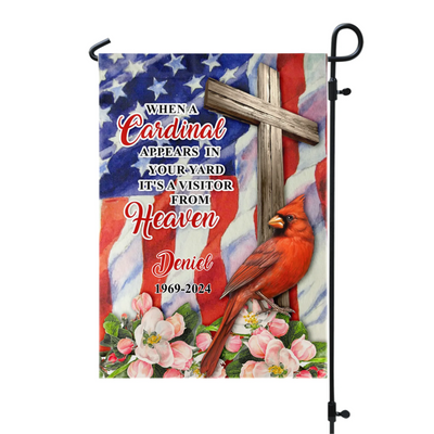 When A Cardinal Appears In Your Yard It's A Visitor From Heaven - Personalized Garden Flag, Memorial Gift, Loss Of Loved One - GF188