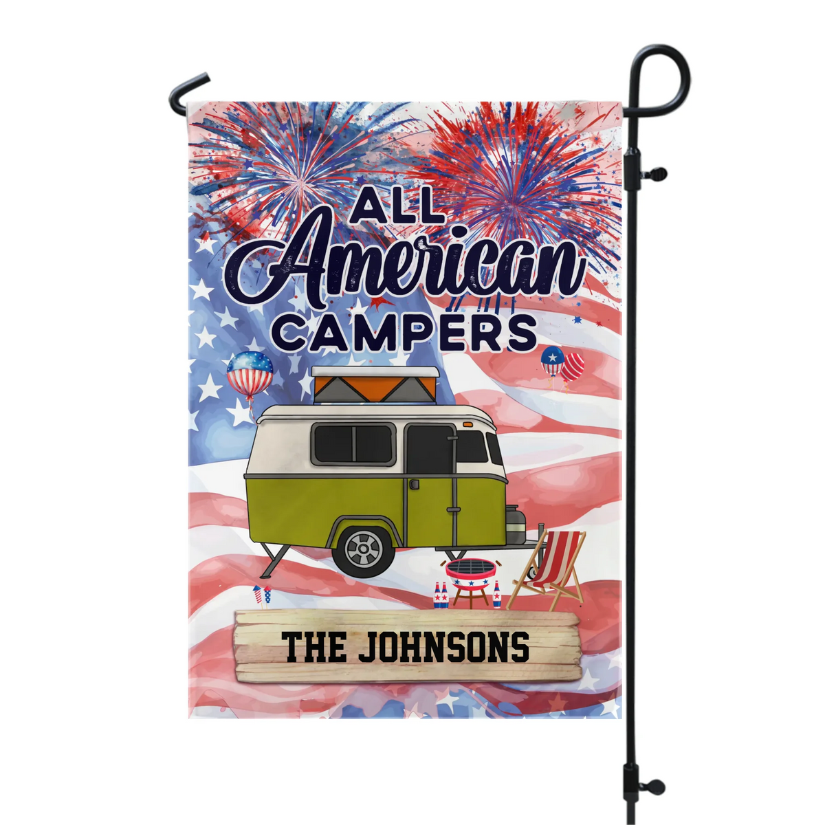 All American Campers - Personalized Garden Flag, Gift For Camping Lovers, Independence Day - CF-GF191