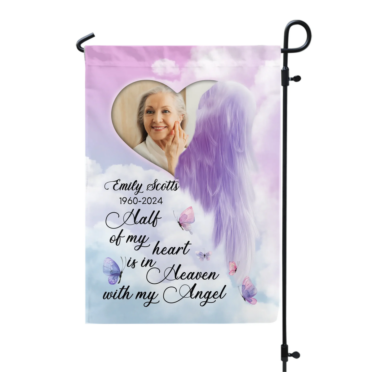 Half Of My Heart Is In Heaven With My Angel - Personalized Garden Flag - GF54TL