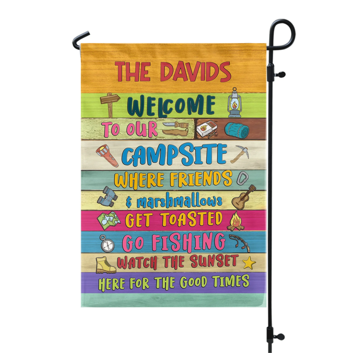 Welcome To Our Campsite Where Friends &amp; Marshmallows Get Toasted - Personalized Garden Flag, Gift For Camping Lovers - GF87AN