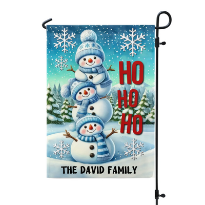 Christmas Snowman Ho Ho Ho - Personalized Garden Flag, Christmas Decoration, Home Decor - GF237AN