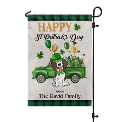 St Patrick's Day, Truck With Shamrock Balloons - Personalized Garden Flag, Gift For St. Patrick's Day