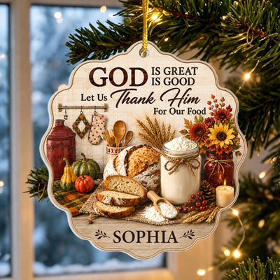 God Is Good - Personalized Ornament, Custom Name Ornament, Baker Gift, Christian Family Keepsake