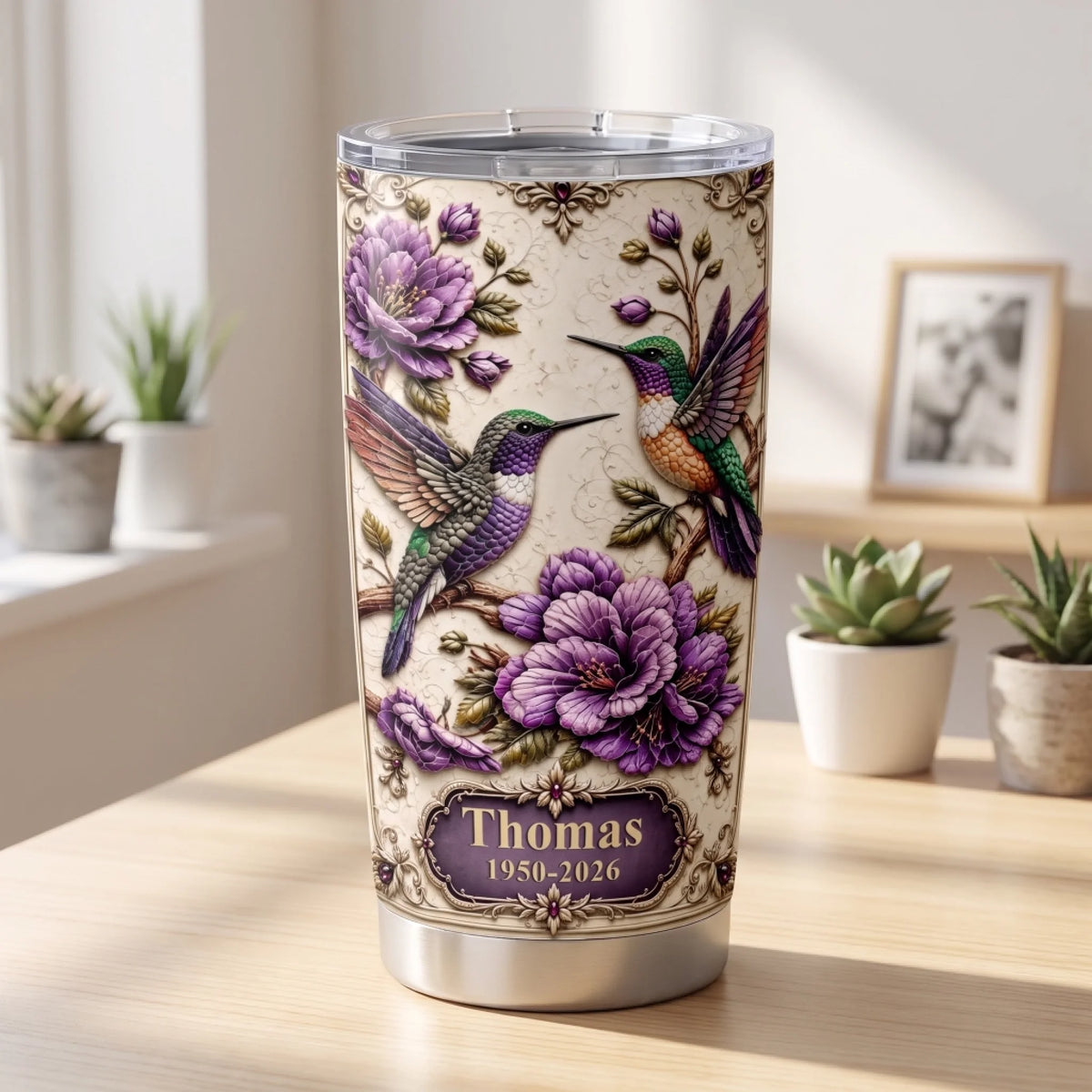 Where Hummingbirds Fly, My Heart Feels At Home - Personalized Tumbler, Gift For Hummingbird Lovers, Memorial Gift