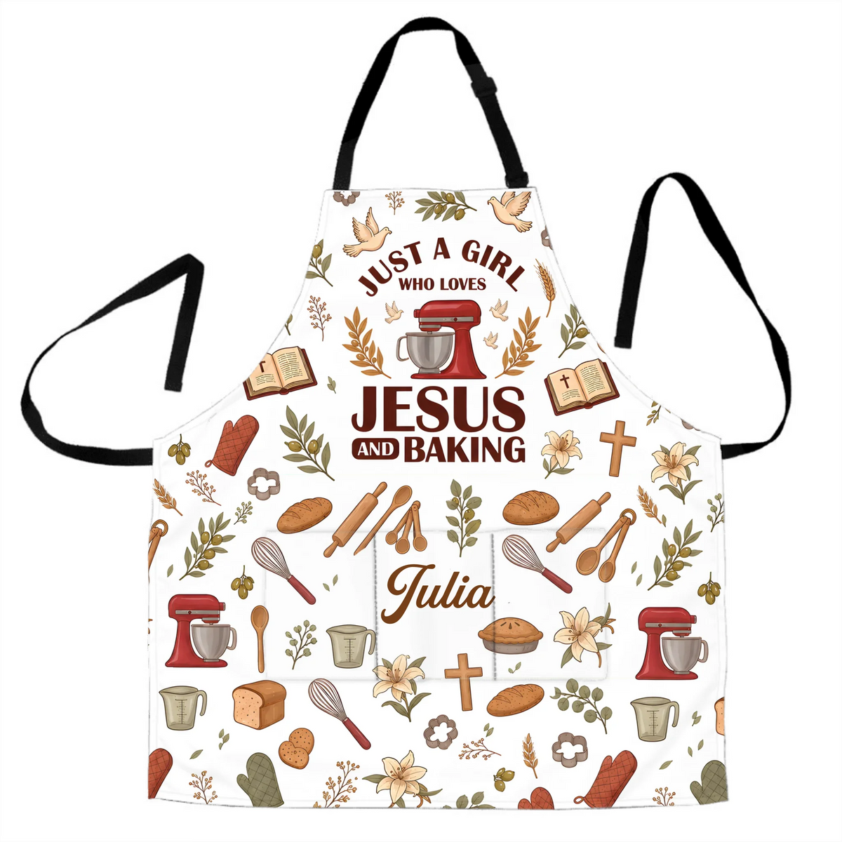 Just A Girl Who Loves Jesus &amp; Baking - Personalized Apron, Gift For Baking Lovers