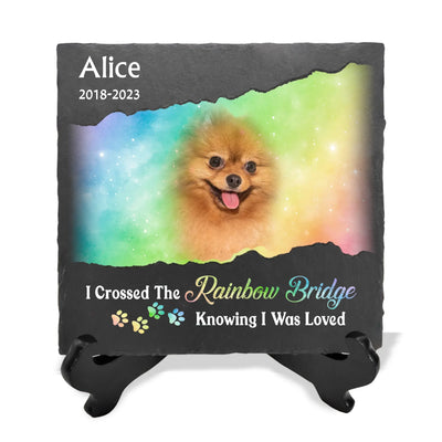 Crossed The Rainbow Bridge Knowing I Was Loved - Personalized Memorial Stone