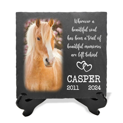 Beautiful Memories Are Left Behind - Personalized Pony Horse Memorial Stone, Memorial Gift for Loss of Horse - MS80