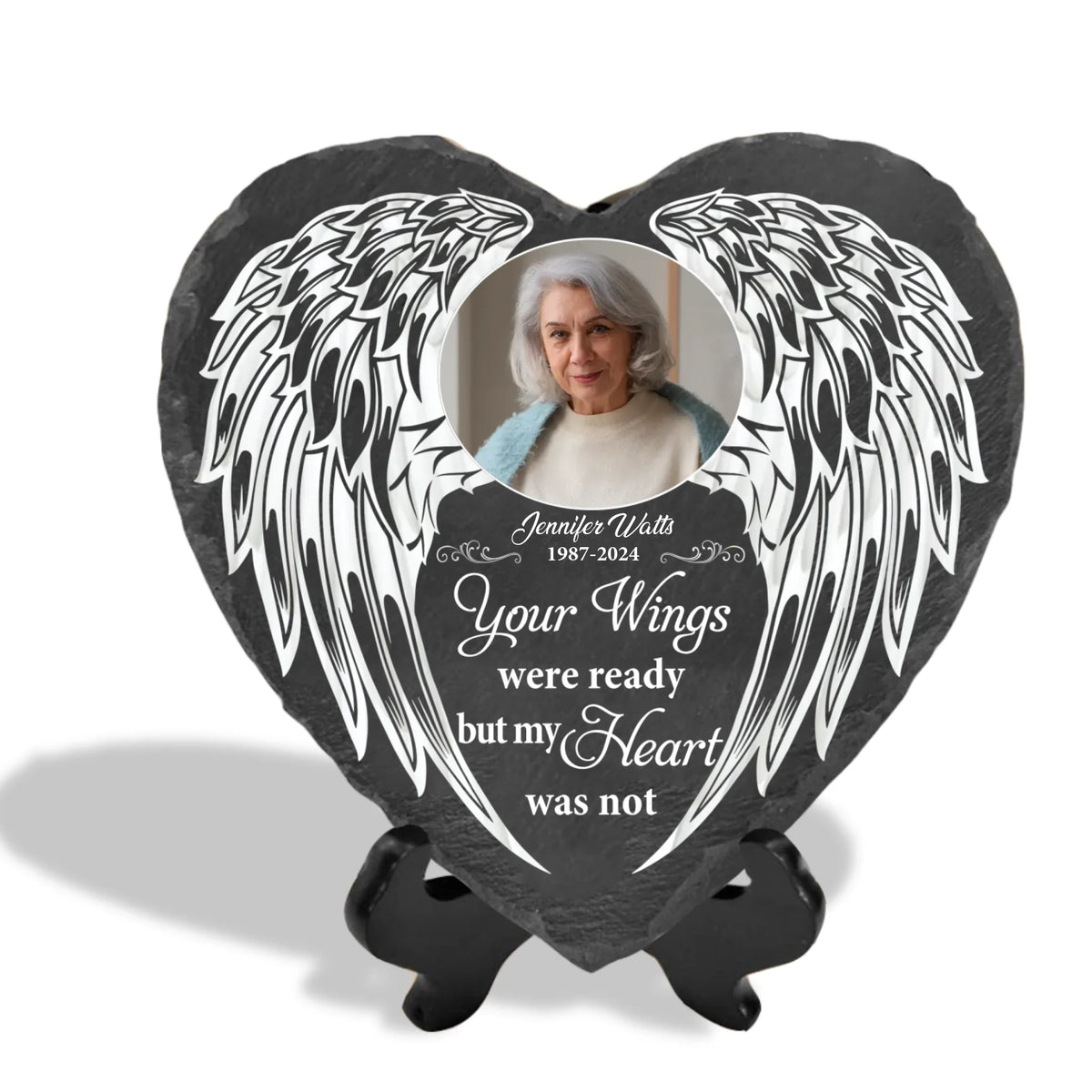 Your Wings Were Ready But My Heart Was Not - Personalized Memorial Stone, Sympathy Gift, Memorial Gift For Loss Of Dad/ Mom/ Grandma/ Grandpa - MS83