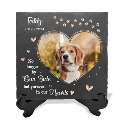 Pet Memorial, No longer By Our Side But Forever In Our Hearts - Personalized Memorial Stone - MS89