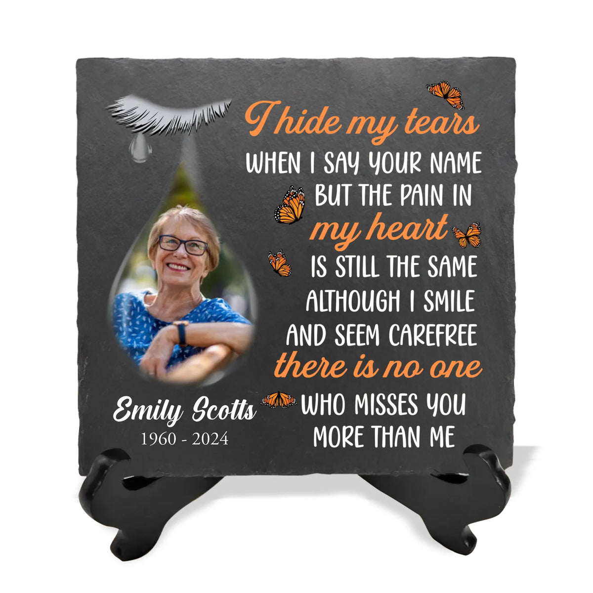 I Hide My Tears When I Say Your Name - Personalized Memorial Stone, Memorial Gift - MS08TL