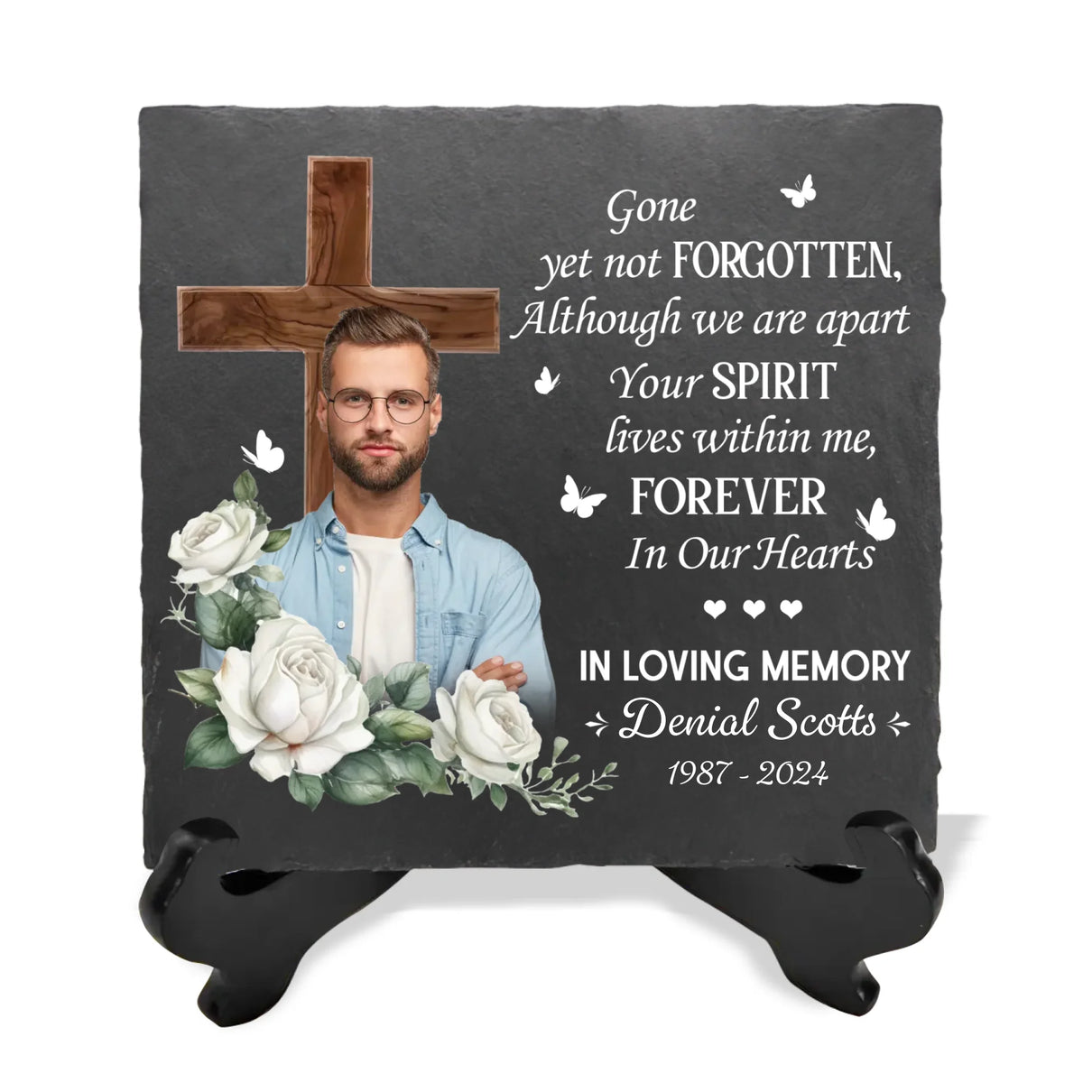 Although We Are Apart Your Spirit Lives Within Me - Personalized Stone, Memorial Gift - MS91