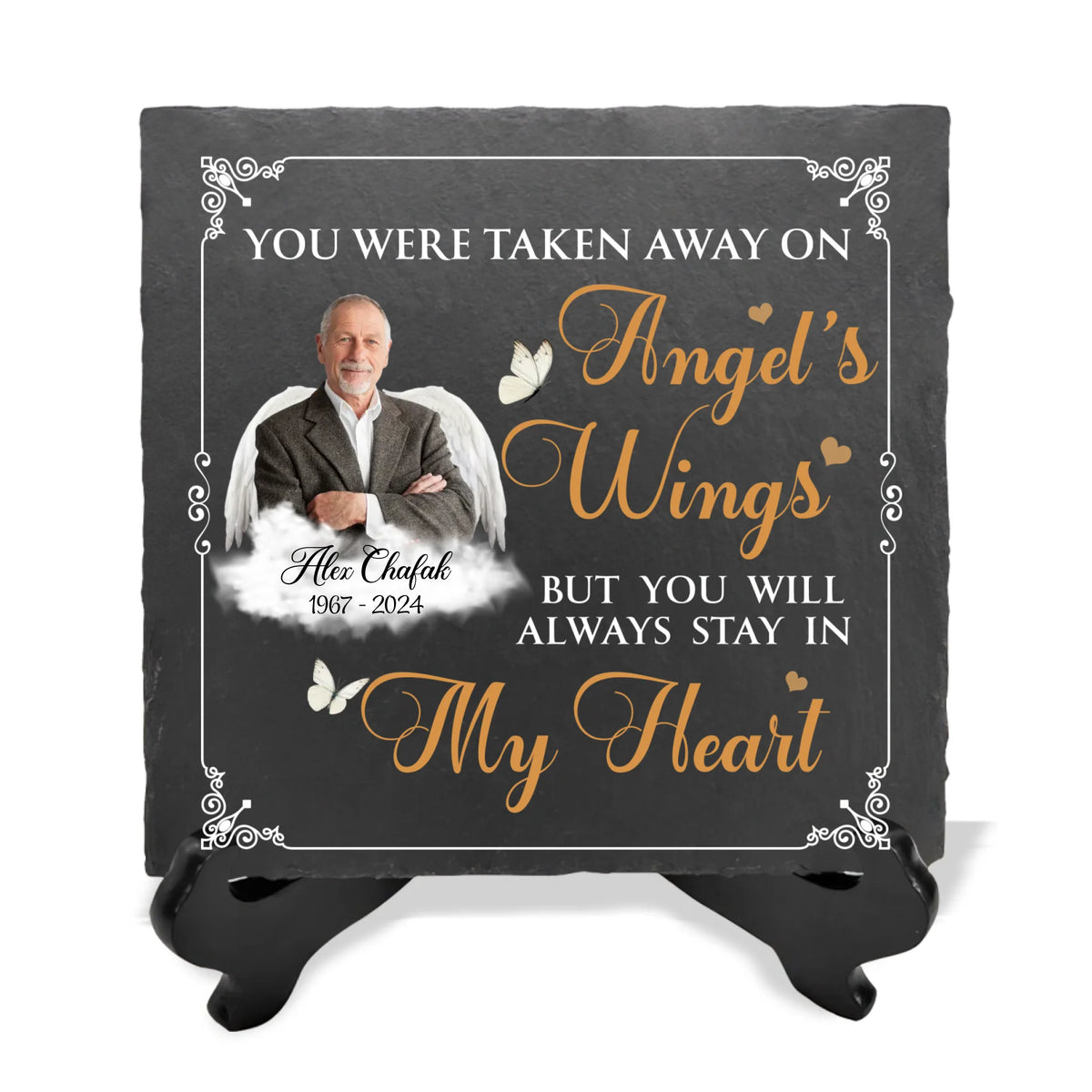 You Were Taken Away On Angel's Wings - Personalized Memorial Stone, Gift For Loss Of Loved One - MS100