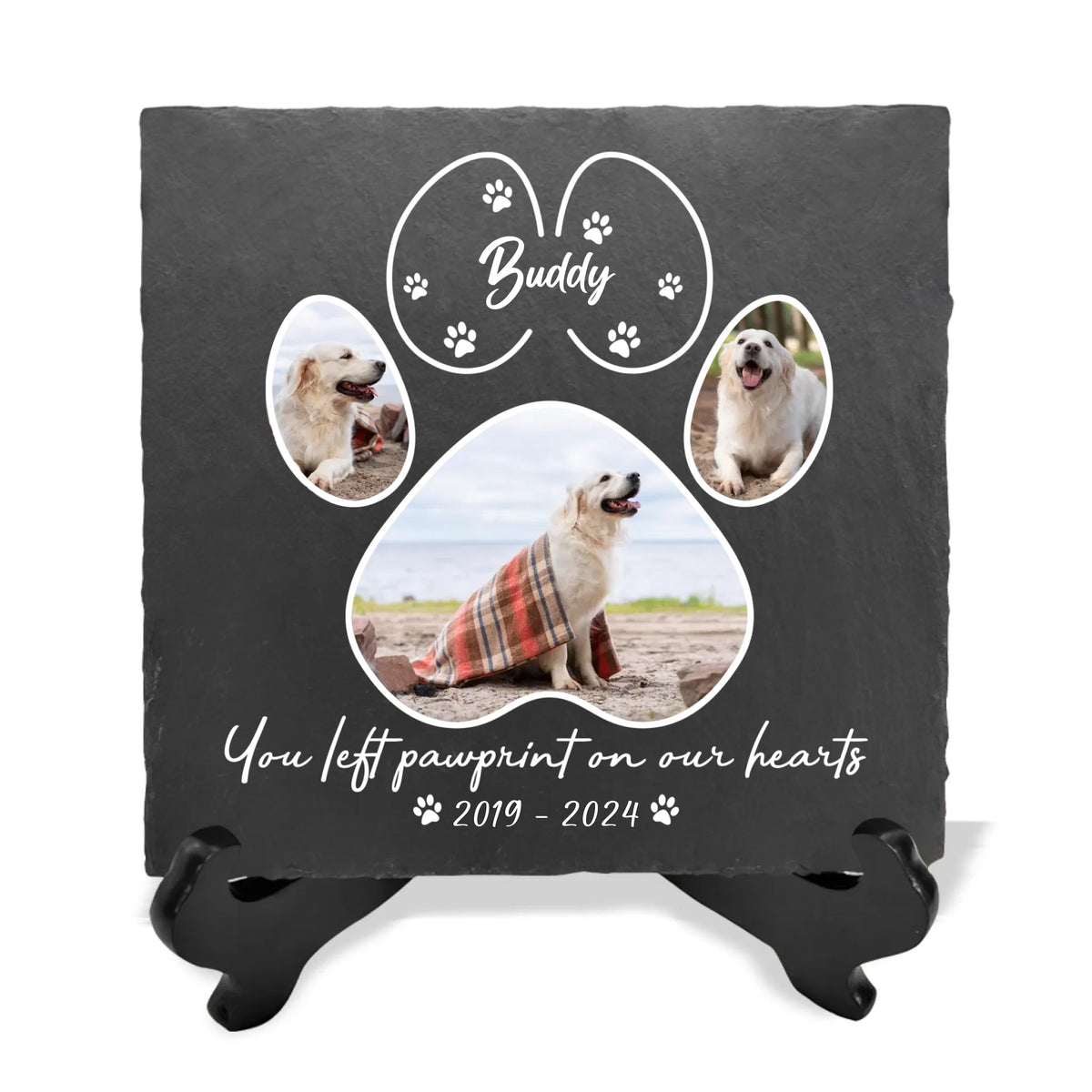You Left Paw print On Our Hearts - Personalized Stone, Memorial Gift For Dog Lover - MS97