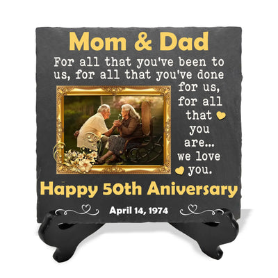50th Wedding Anniversary Mom and Dad - Personalized Memorial Stone, Golden Anniversary Gift for Parents/Couple/Mom and Dad - MS68