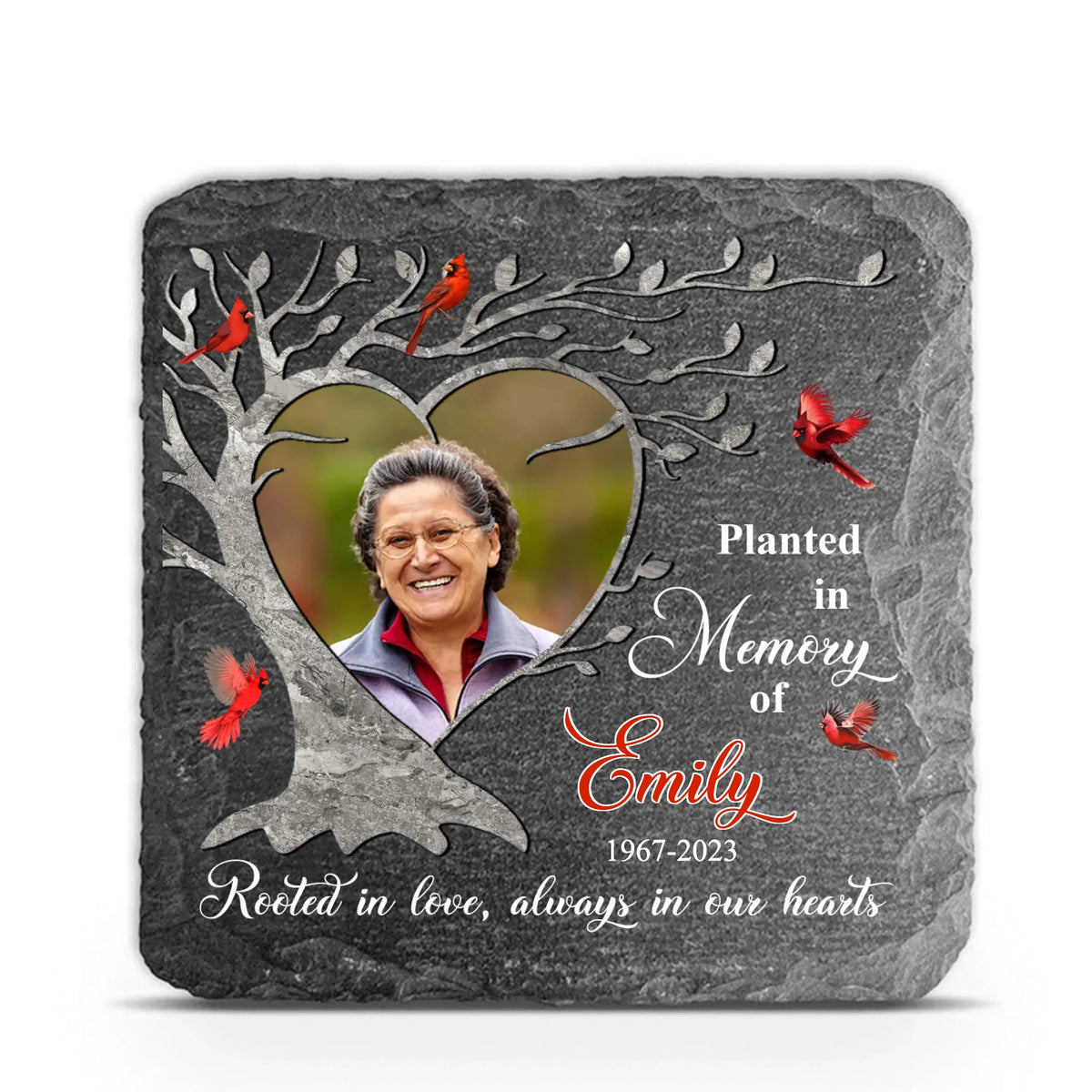 Planted In Memory Heart Tree - Perrsonalized Memorial Stone, Sympathy Gift for Loss of Loved One, Loss of Dad, Loss of Mom - MS72