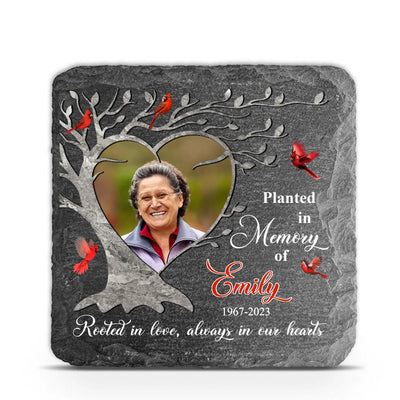 Planted In Memory Heart Tree - Perrsonalized Memorial Stone, Sympathy Gift for Loss of Loved One, Loss of Dad, Loss of Mom - MS72