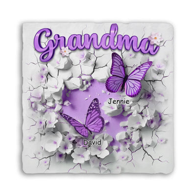 Grandma 3D Crack In A Wall Butterfly - Personalized Stone, Gift For Grandma
