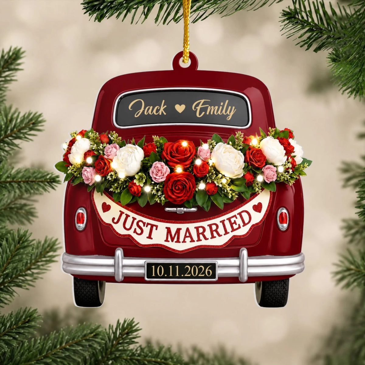 The Year We Just Married - Personalized Ornament, Custom Name and Date Anniversary Ornament, Gift For Wife Husband