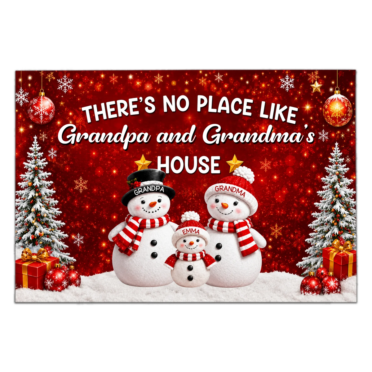 There’s No Place Like Grandpa &amp; Grandma House - Personalized Doormat, Christmas Gift For Family, Grandpa Grandma Gift