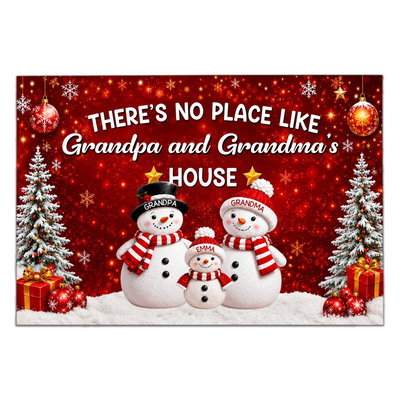 There’s No Place Like Grandpa & Grandma House - Personalized Doormat, Christmas Gift For Family, Grandpa Grandma Gift