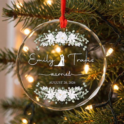 Forever & Always- Personalized Glass Ornament, Wedding Ornament 2026,  Elegant Glass Keepsake