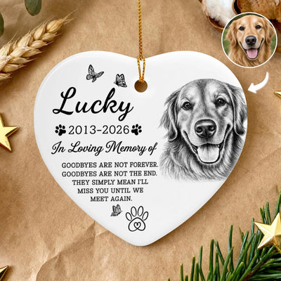 In Loving Memory Of My Best Friend – Personalized Ceramic Ornament, Custom Pet Photo Ornament, Memorial Charcoal Pet Portrait Gift