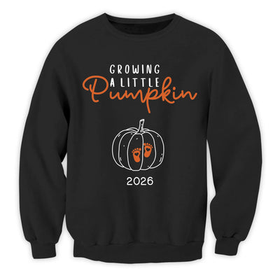 Growing A Little Pumpkin - Personalized T-Shirt, Gift For New Mom, Pregnancy Thanksgiving Shirt, Fall Pregnancy Announcement Gift