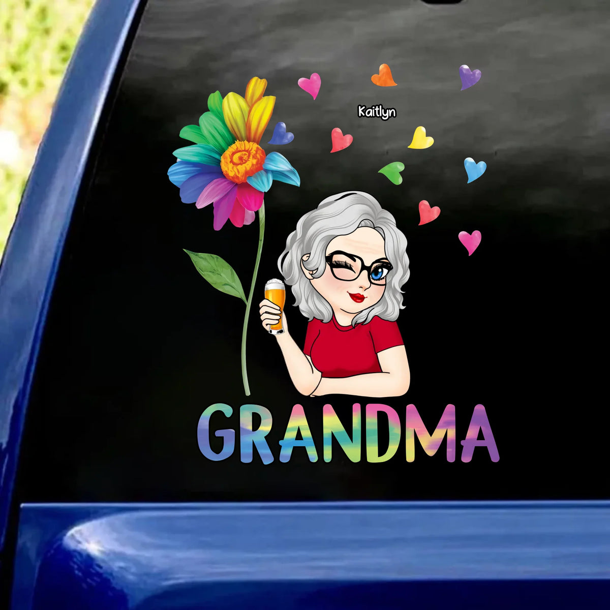 My Heart Belongs To My Kids - Personalized Decal, Gift For Grandma, Colorful Sunflowers With Custom Kid Names