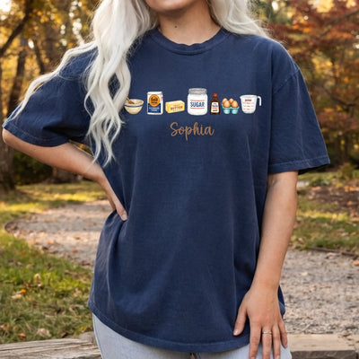 Baking Icons - Personalized Comfort Colors T-shirt, Flour Mixer Rolling Pin Shirt, Freshly Baked Artisan Bread Shirt