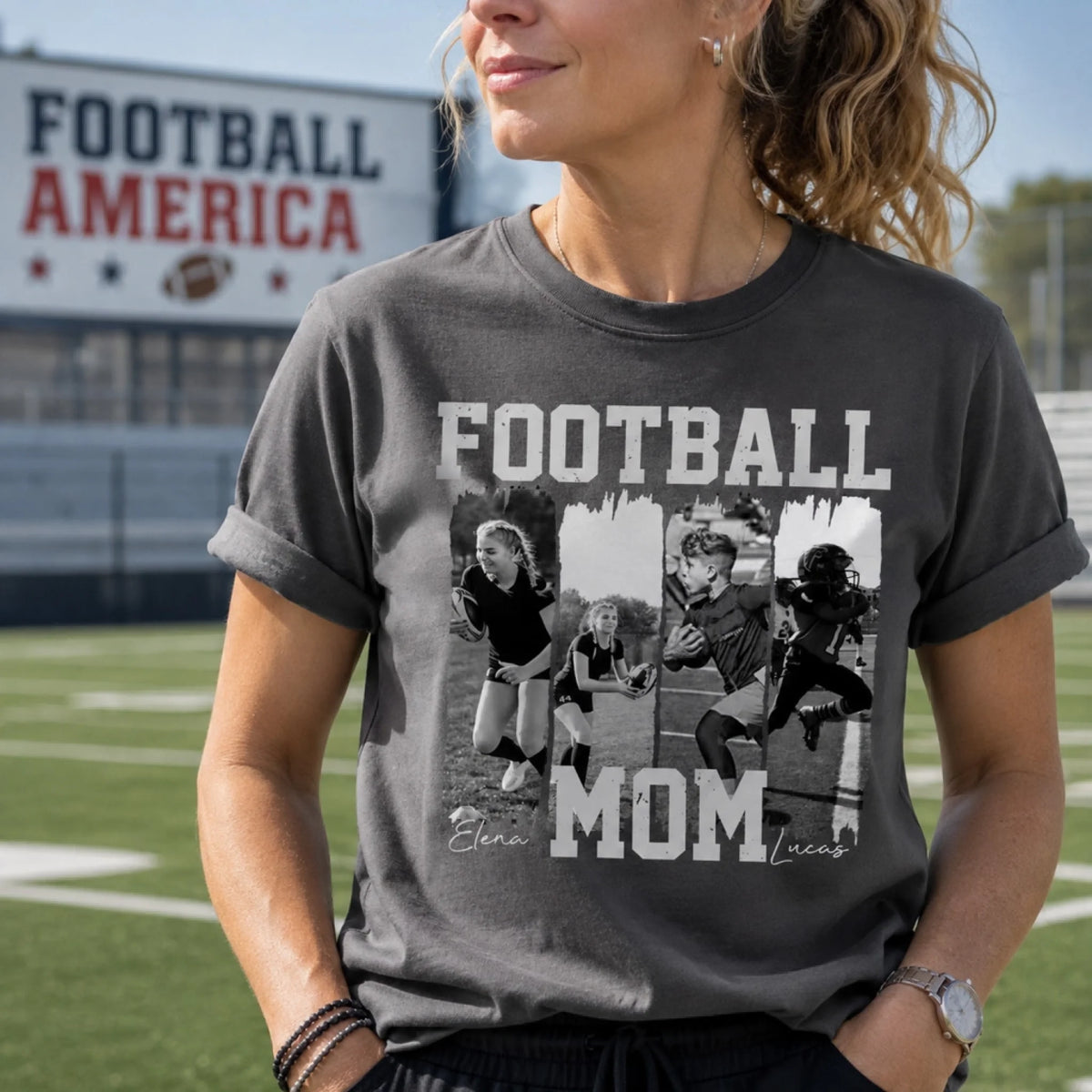 Raising a Football Star - Personalized Comfort Colors T-shirt, Custom Name and Photo Football Players, Football Shirt for Mom
