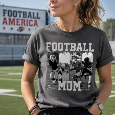 Raising a Football Star - Personalized Comfort Colors T-shirt, Custom Name and Photo Football Players, Football Shirt for Mom