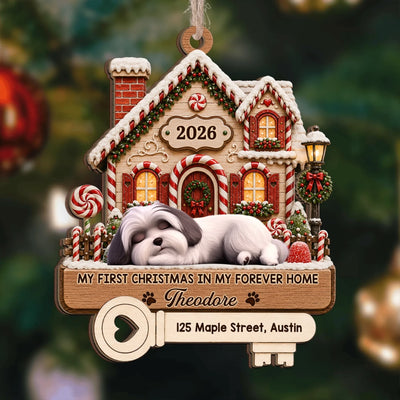Cute Fur-friend My First Christmas In My Forever Home - Personalized Wooden Ornament, Gift For Dog Lovers