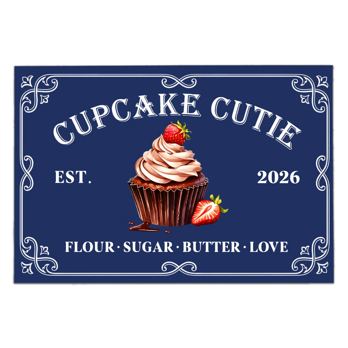 Made With Love &amp; A Little Sugar - Personalized Doormat, Baker Gift &amp; Cupcake Lover Mat, Bakery Welcome Mat