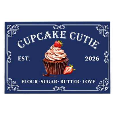 Made With Love & A Little Sugar - Personalized Doormat, Baker Gift & Cupcake Lover Mat, Bakery Welcome Mat