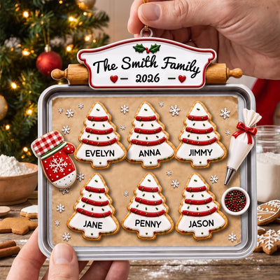 Made With Love by Our Family – Personalized Acrylic Ornament, Custom Baking Tray Christmas Ornament