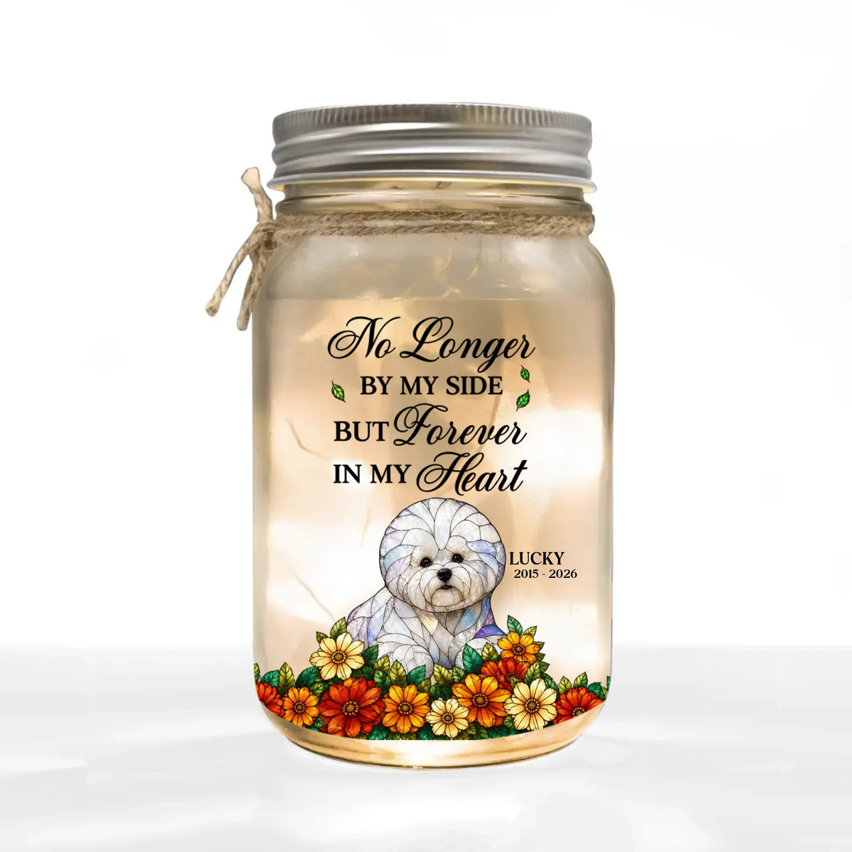 Your Paw Prints Stay Forever in My Heart - Personalized Mason Jar Light, Memorial Gift For Loss Of Pet, In Loving Memory Gift