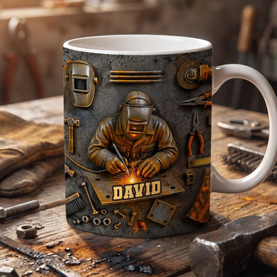 Honoring The Hands That Build - Personalized Mug, Welding Lover Mug, Custom Name Welder Mug