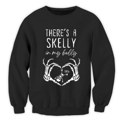 There’s A Skelly In My Belly - Personalized T-Shirt, Halloween Gift, Expecting Baby, Gift For New Mom