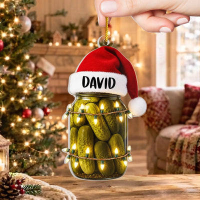 Pickle Jar Christmas - Personalized Ornament, Funny Santa Hat Holiday Decoration