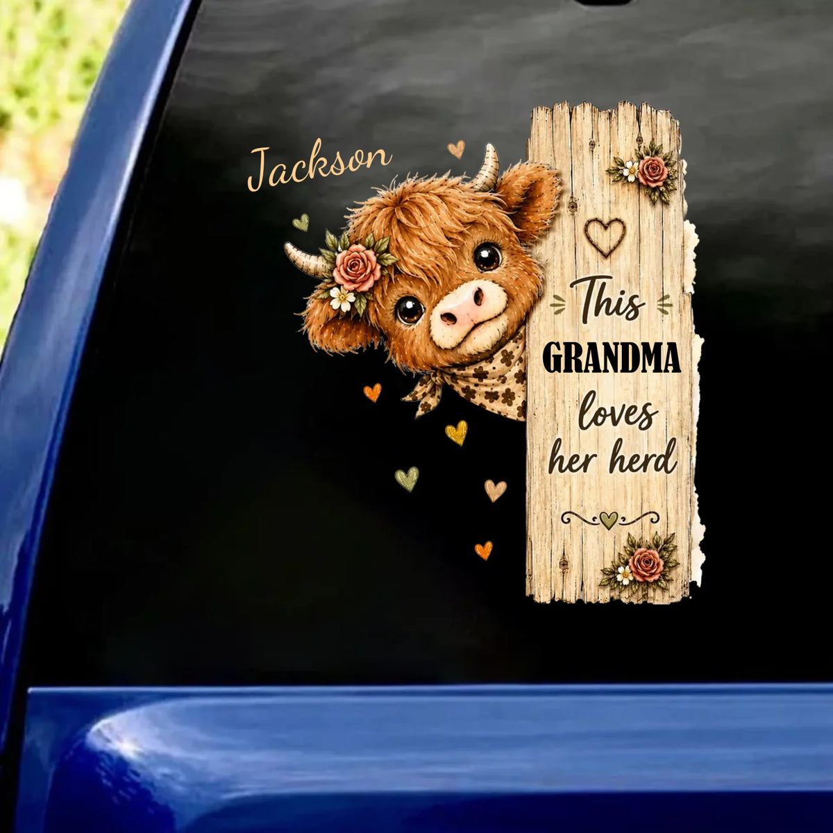 This Grandma Loves Her Herd Highland Cow  - Personalized Decal, Gift For Grandma, Mom, Family Decal