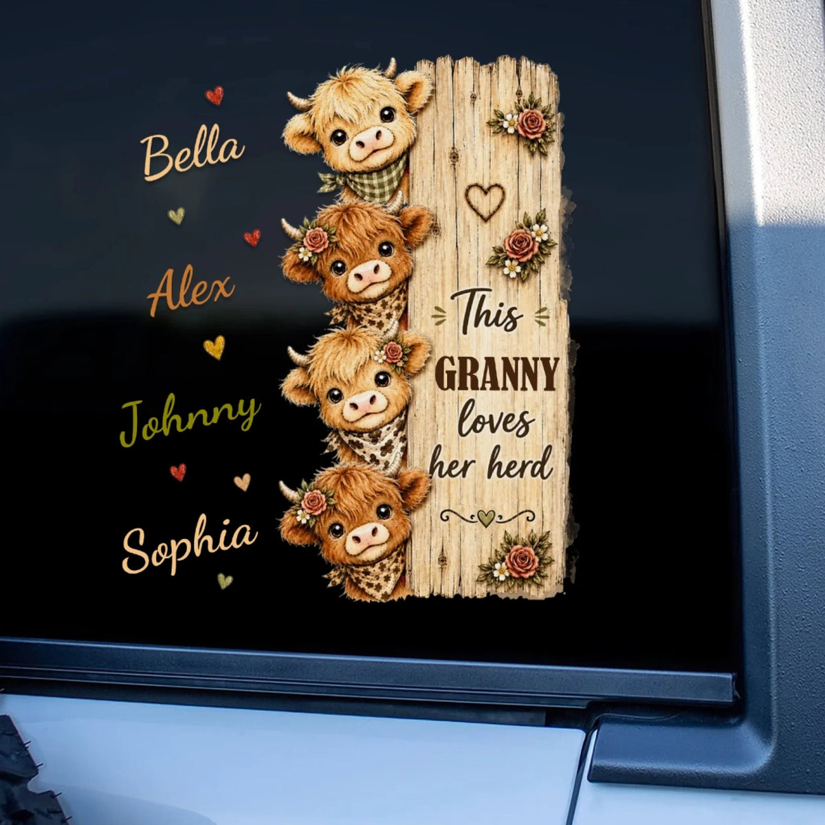 This Grandma Loves Her Herd Highland Cow  - Personalized Decal, Gift For Grandma, Mom, Family Decal