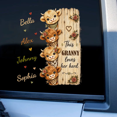 This Grandma Loves Her Herd Highland Cow  - Personalized Decal, Gift For Grandma, Mom, Family Decal