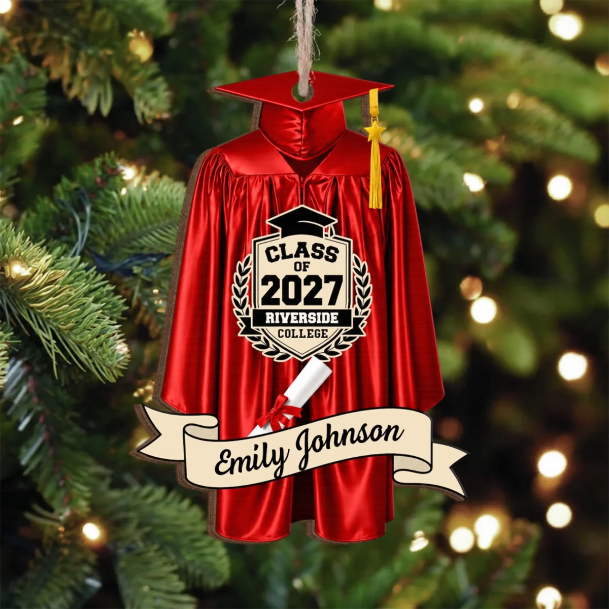 A Milestone Worth Remembering – Personalized Wooden Ornament, Class of 2027 Christmas Ornament, Custom Graduate Gift