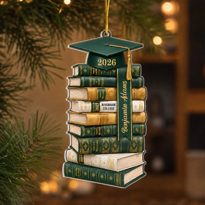 One Chapter Ends, Another Adventure Begins - Personalized Acrylic Ornament, Graduation Book Keepsake, Proud Graduate Christmas Keepsake