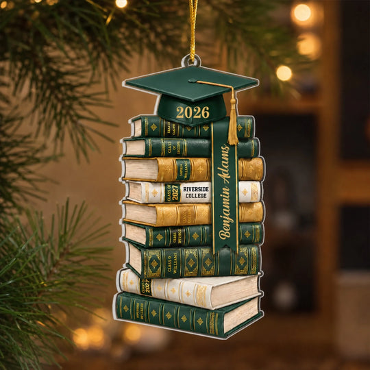 One Chapter Ends, Another Adventure Begins - Personalized Acrylic Ornament, Graduation Book Keepsake, Proud Graduate Christmas Keepsake