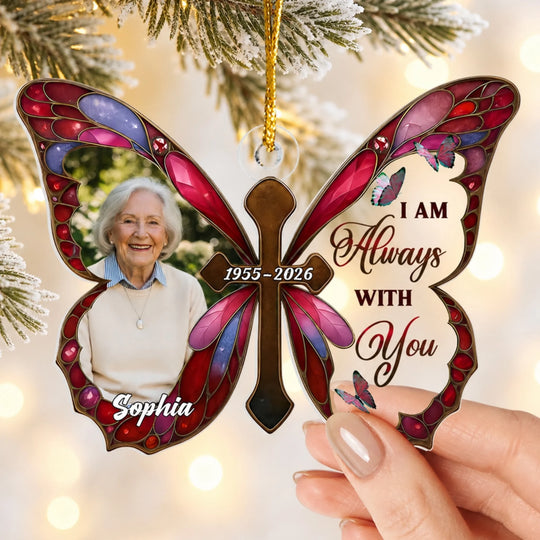 Always With You - Personalized Ornament, Custom Photo and Name Memorial Ornament, Sympathy Gift