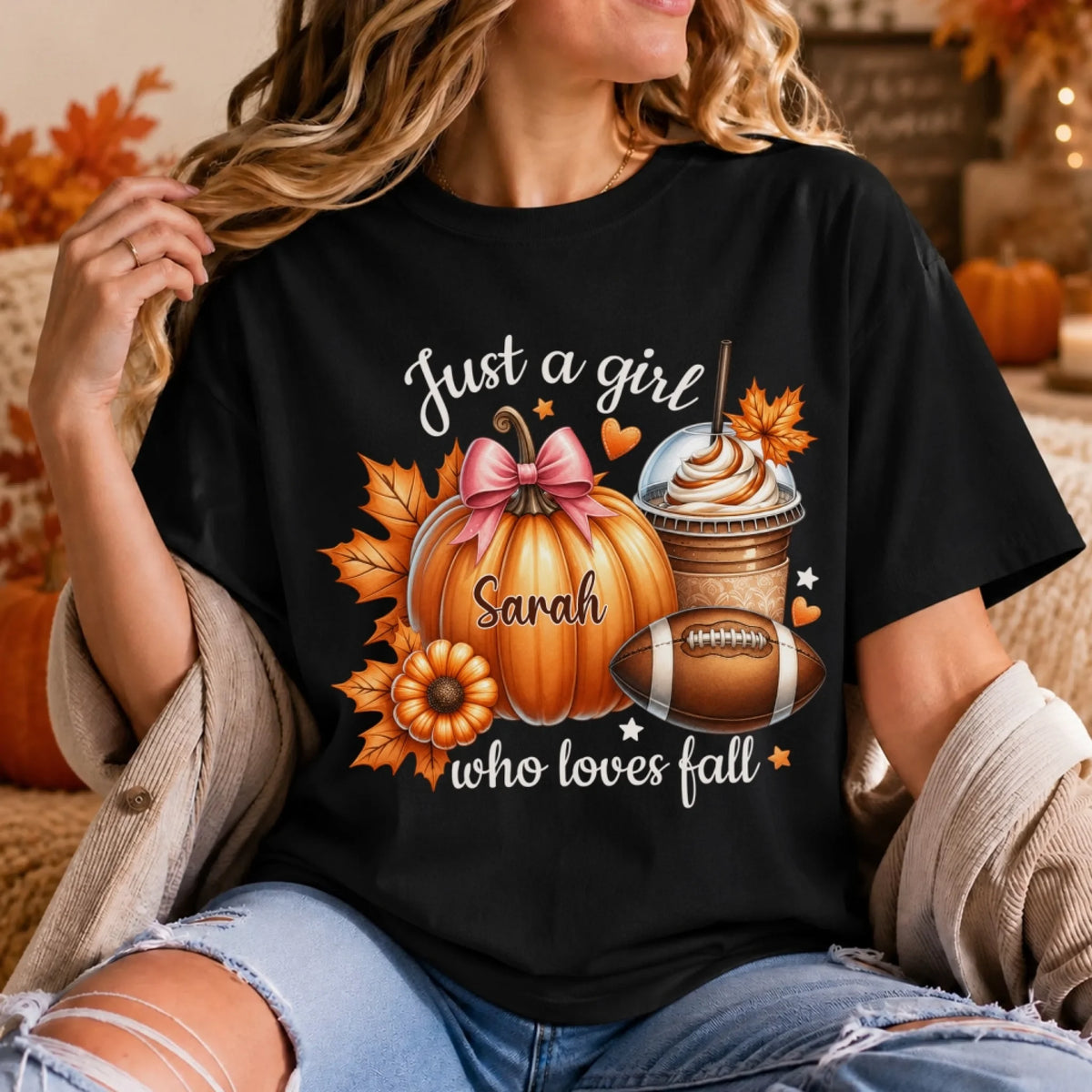 Just A Girl Who Loves Fall - Personalized T-Shirt, Gift For Girl, Fall Lovers
