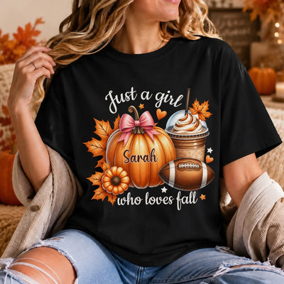 Just A Girl Who Loves Fall - Personalized T-Shirt, Gift For Girl, Fall Lovers